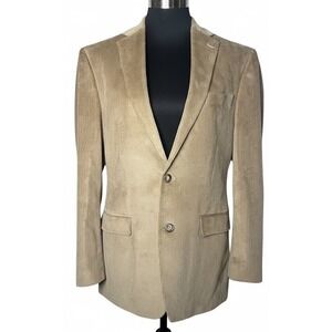 Chaps Corduroy Sport Coat 38 Reg Brown Elbow Patches Blazer Dogs Lining